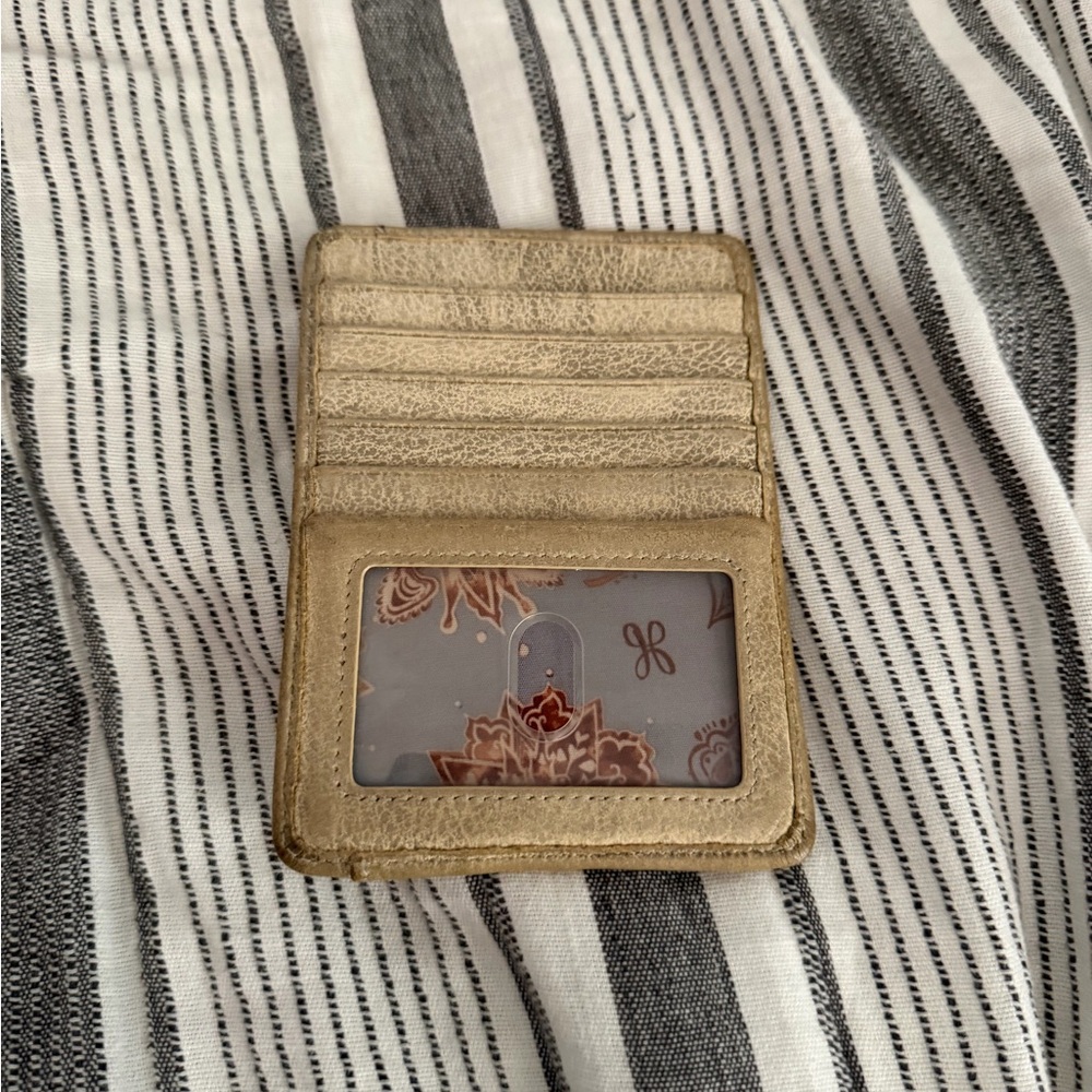 HOBO Metallic Gold Leather Card Wallet with ID Window